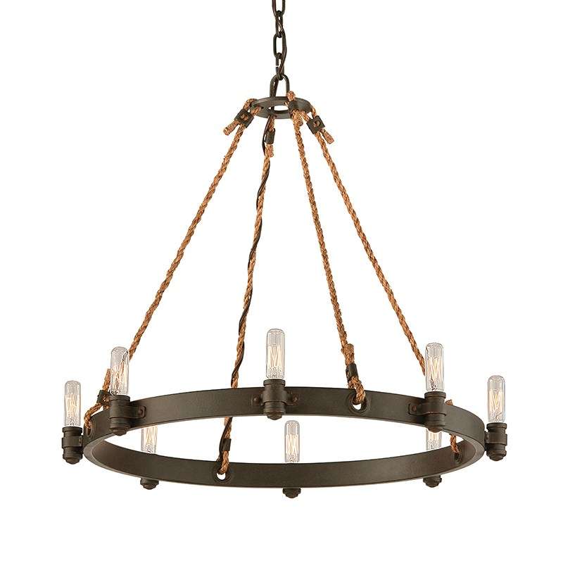 NEW TROY LIGHTING PIKE PLACE 8 LIGHT CHANDELIER (RETAILS: $990)