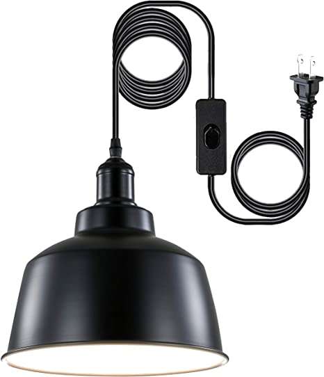 NEW BLACK PENDANT LIGHT (PLUG IN OR HARDWIRE) 2 AVAILABLE