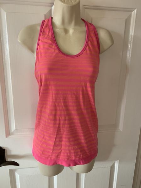 Pink Striped Athleta Tank Top Size Small