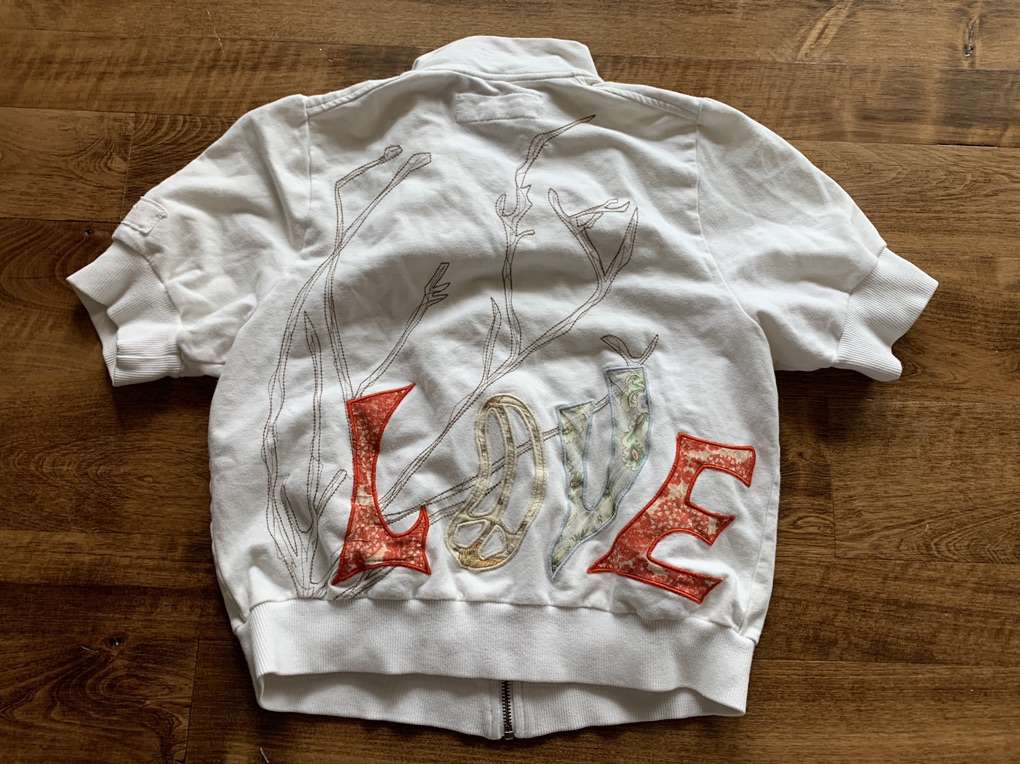 Love Zip Up Embroidered Shirt Medium
