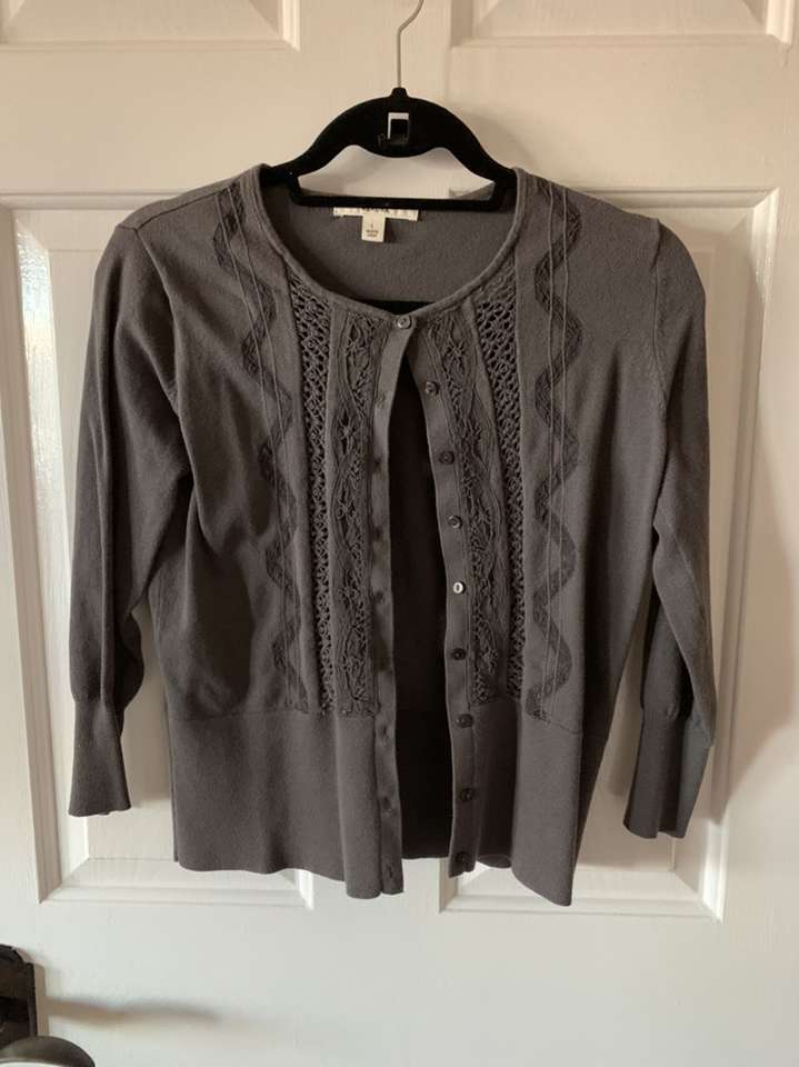 Gray Cardigan Sweater Size Large