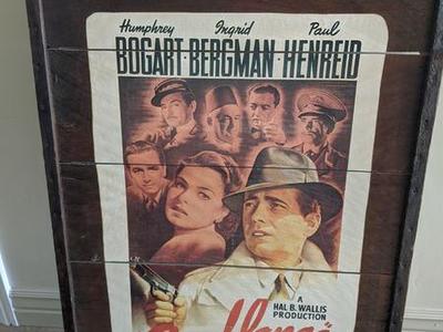 Vintage Casablanca movie poster mounted on wood