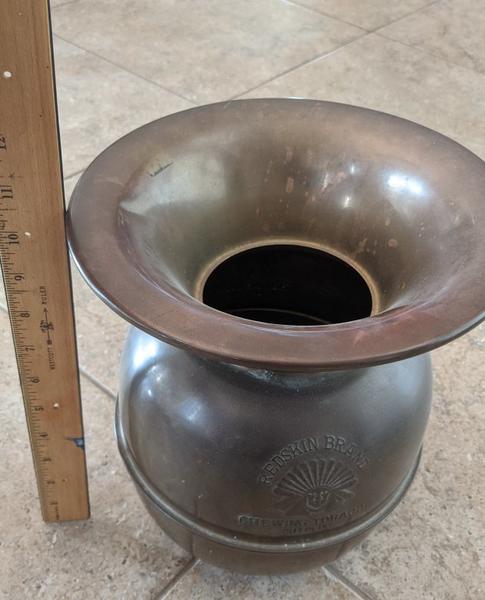 Brass Redskin Brand Chewing Tobacco Indian spittoon