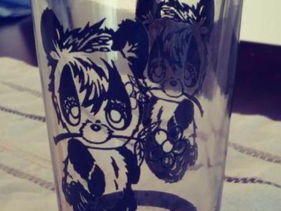 Vintage Panda Drinking Glass