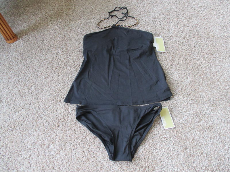 NWT Michael Kors 2pc swim suit, XS, blk