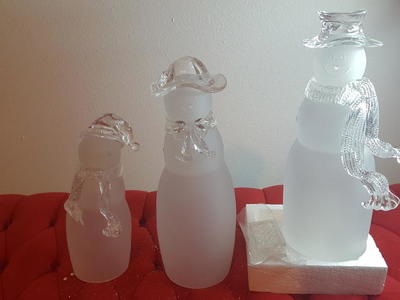 Snow Man with Mrs. Snow Man and Snow Man Baby Crystal Set