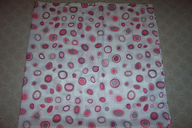New Polka Dot Fabric Shower Curtain Bathroom Decor Pink Gray
