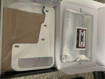 Rally Armor UR Mudflaps Breast Cancer Awarenes White Silver Emblem 2015+ WRXSTI RallyArmor MF32-BC18-WH/SIL