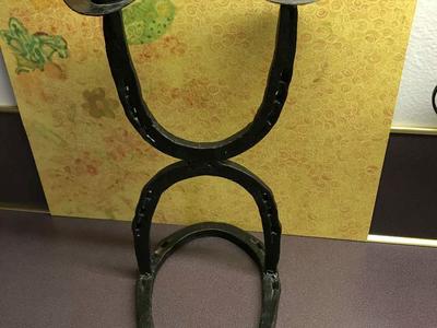 Horseshoe Candle Stand, Holds 2 Candles 7/8” in Dia.