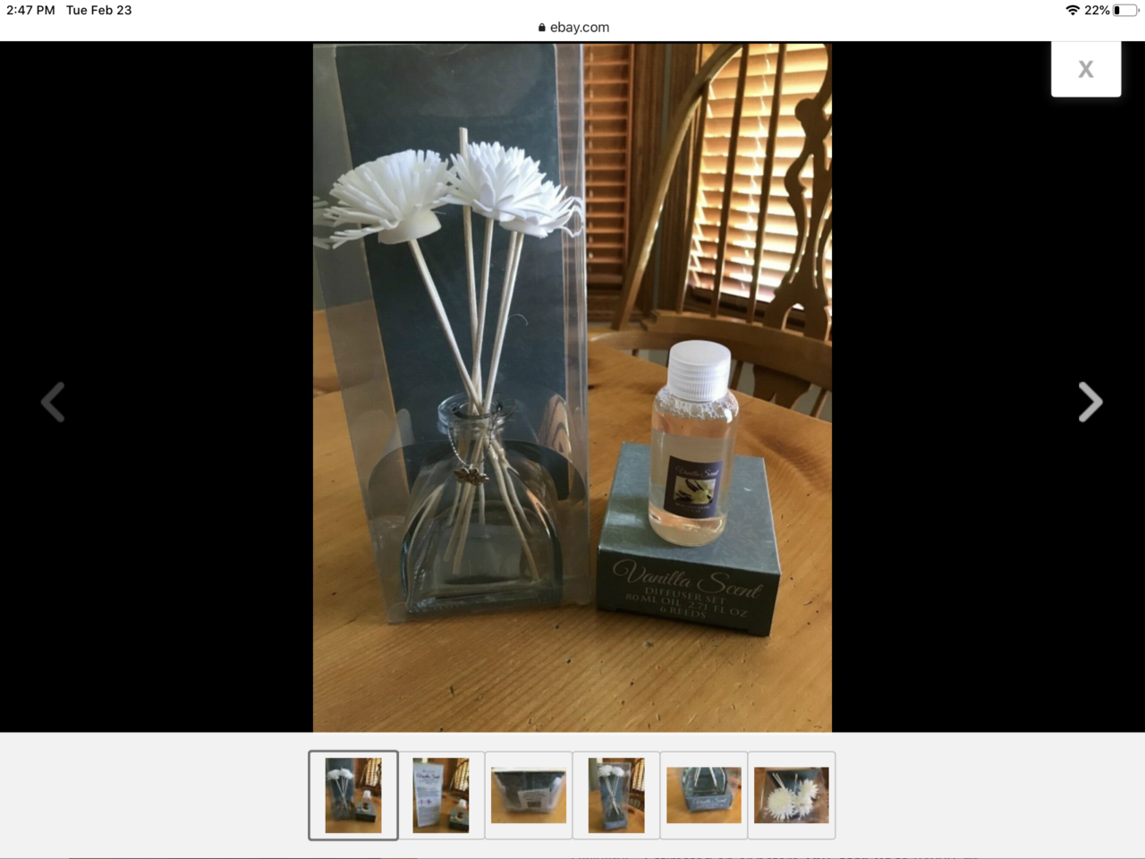 Lillian Scott Home Vanilla Scent Diffuser Set 80 ML Oil, 6 Reeds New, Box Opened, New or