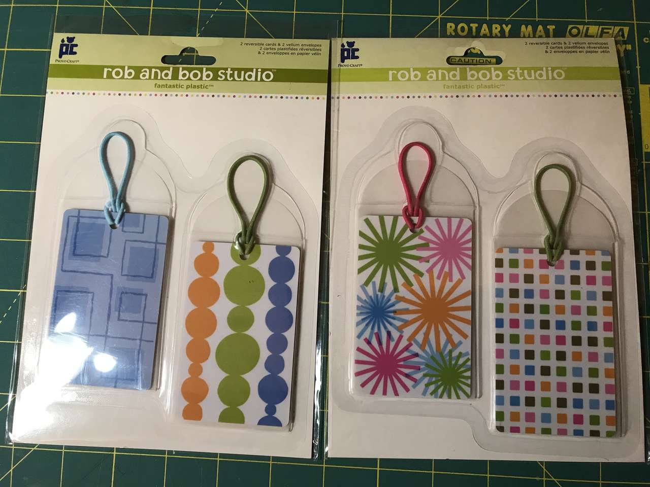 Rob and Bob Studio Plastic Tags, 2 Reversible Cards, 6 Packages Available