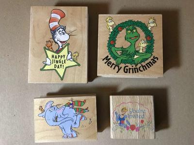 Merry Grinchmas, Cat In the Hat Happy Jingle Day, Horton on Ice, All Night Media Rubber Stamps