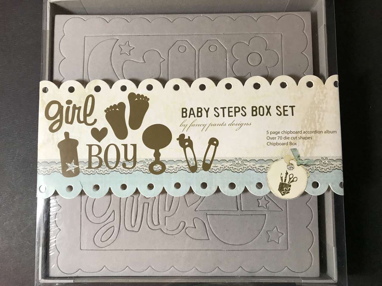Scrapbook Chipboard Box Sets By Fancy Pants Designs Baby Steps Girl & Boy New