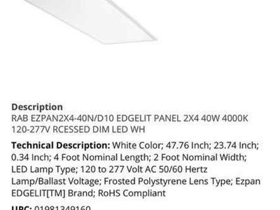 2X4 40W 4000K 120-277V RECESSED DIM LED WHITE