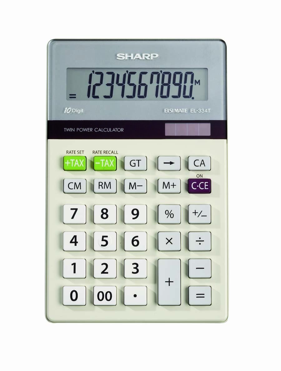Sharp Electronics EL-334T Twin Power 10-Digit Calculator with Kick Stand