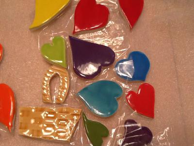 22 Piece Ceramic Hearts (Hand Painted & Fired) Set