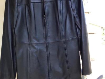 (New w/ Tag) Valerie Stevens Black Leather Coat Medium P