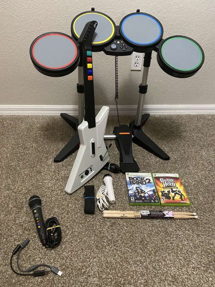 Xbox360 Rock Band & Guitar Hero Set, Details Below