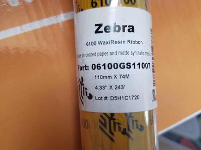 Case of Zebra 6100 wax/resin ribbon