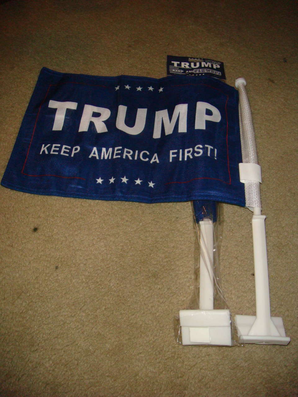TRUMP FLAG KEEP AMERICA FIRST CAR WINDOW FLAG  show your pride!