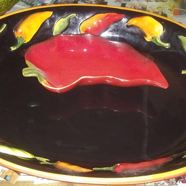 Large Nacho Platter ceramic w/Jalapenos dish