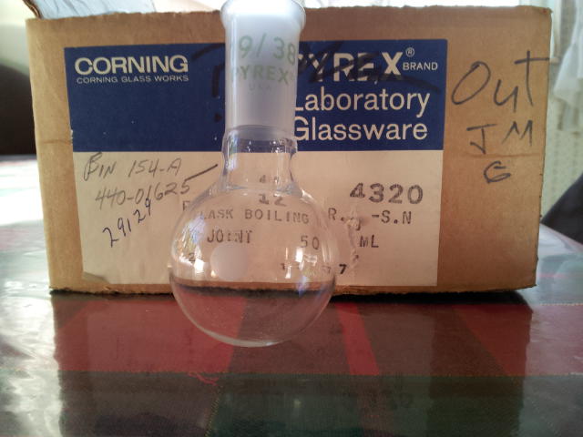 New Pyrex Boiling Flasks 50ml