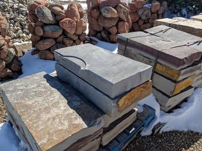 Gray / Oxford Blue Flagstone Steps/Treads