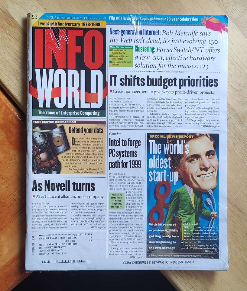 Vintage InfoWorld Magazine Perfect Sealed In Shrink Wrap Very Pristine