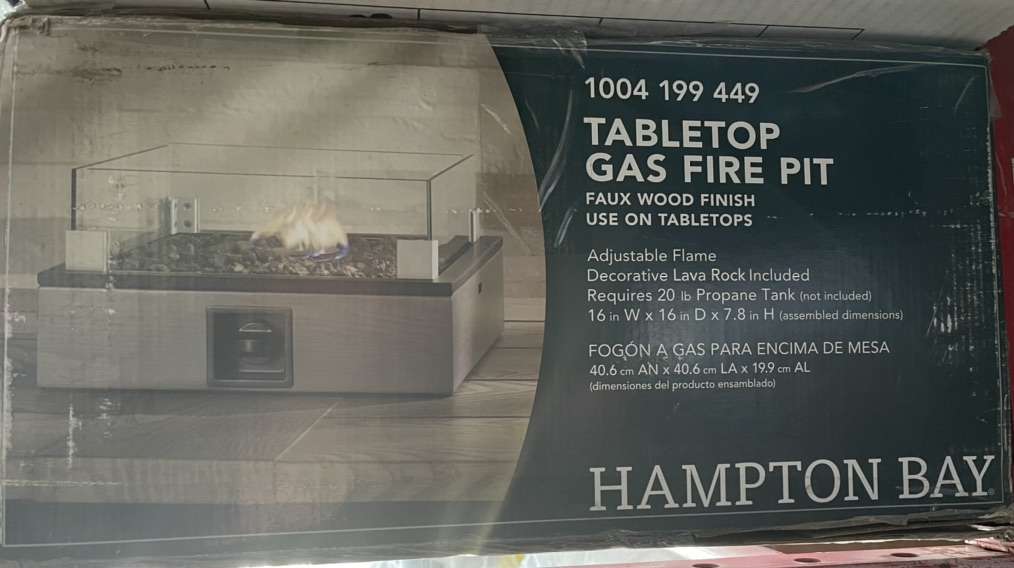 Hampton Bay Tabletop Gas Fire Pit - new