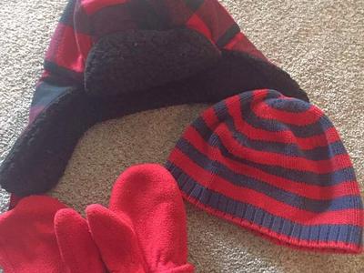 Snow Hat, Beanie & Mittens Sz 2T-5T