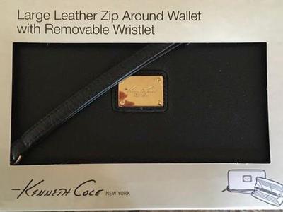 Kenneth Cole large leather wallet, purse, with removable wristlet!
