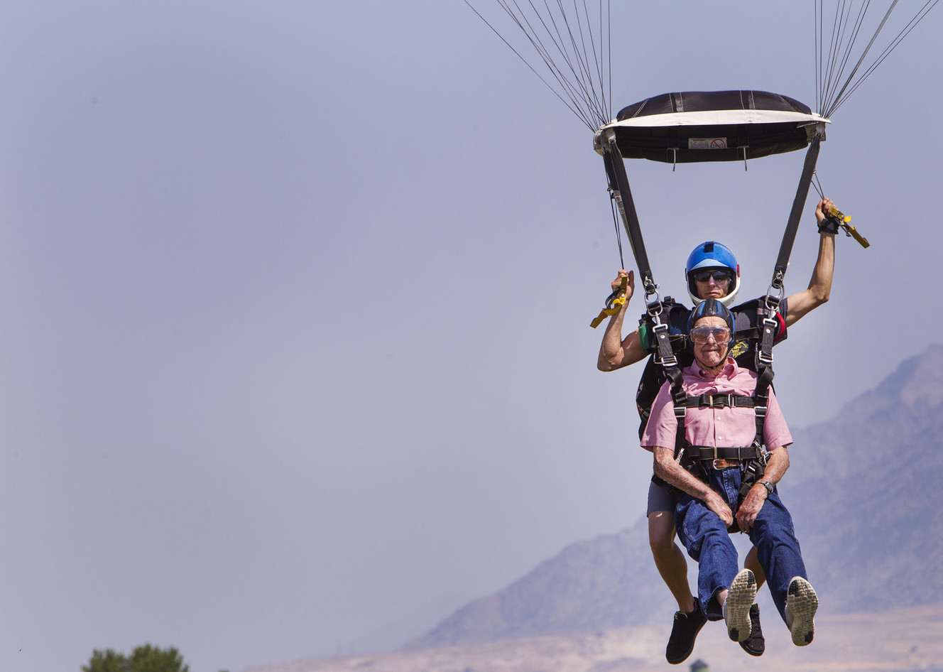 ‘Of course I'm not nervous’: 87-year-old skydives for the first time