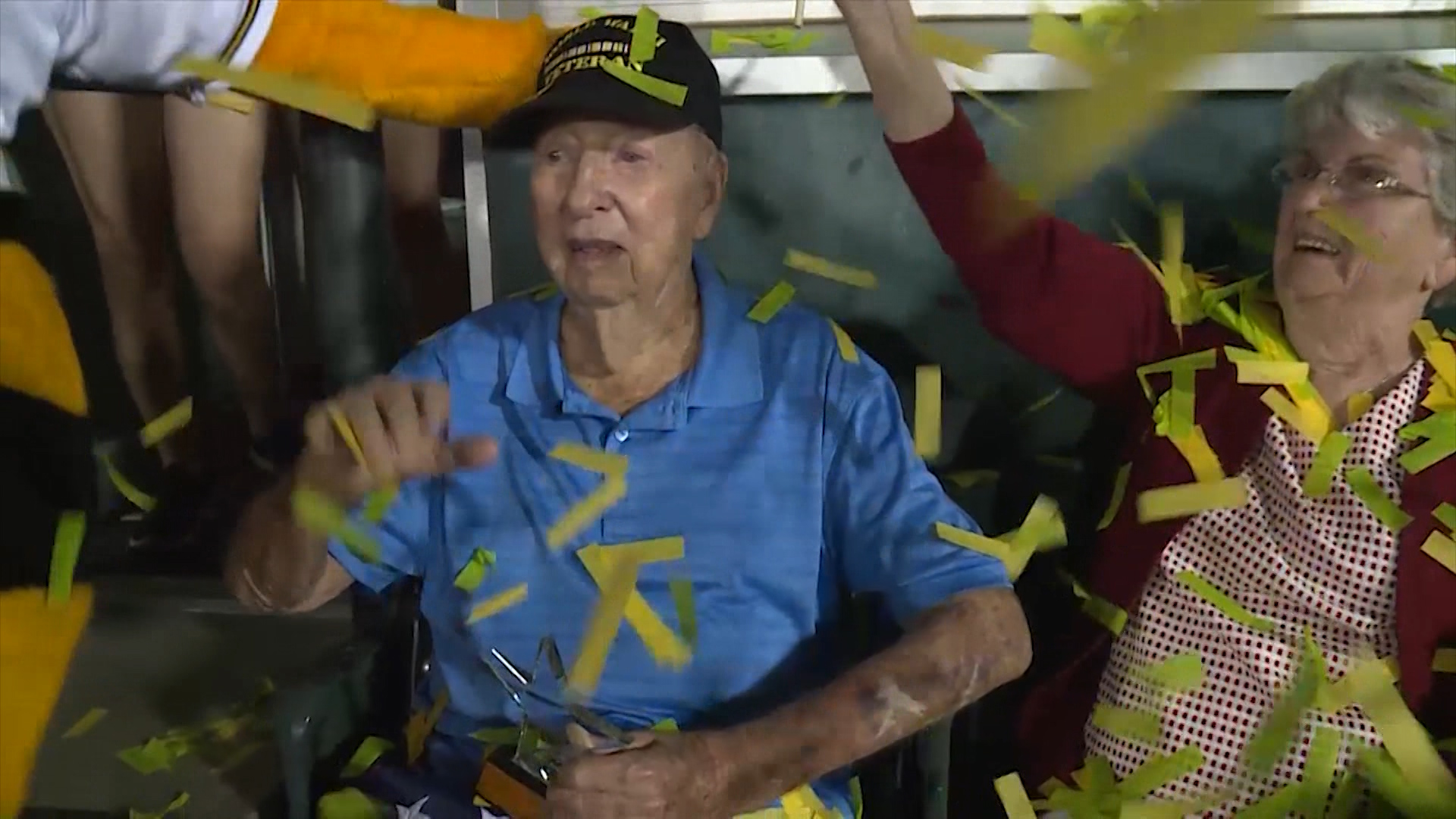 135 family members attend Bees game to honor WWII veteran