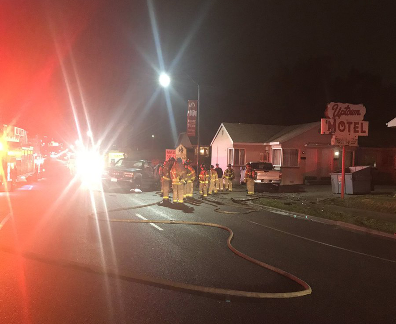 Truck slams into motel, causes gas leak and evacuation