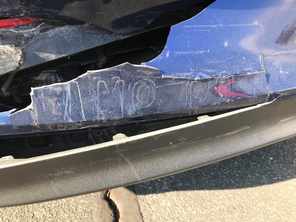 Vehicle in hit-and-run located after license plate left imprint on bumper