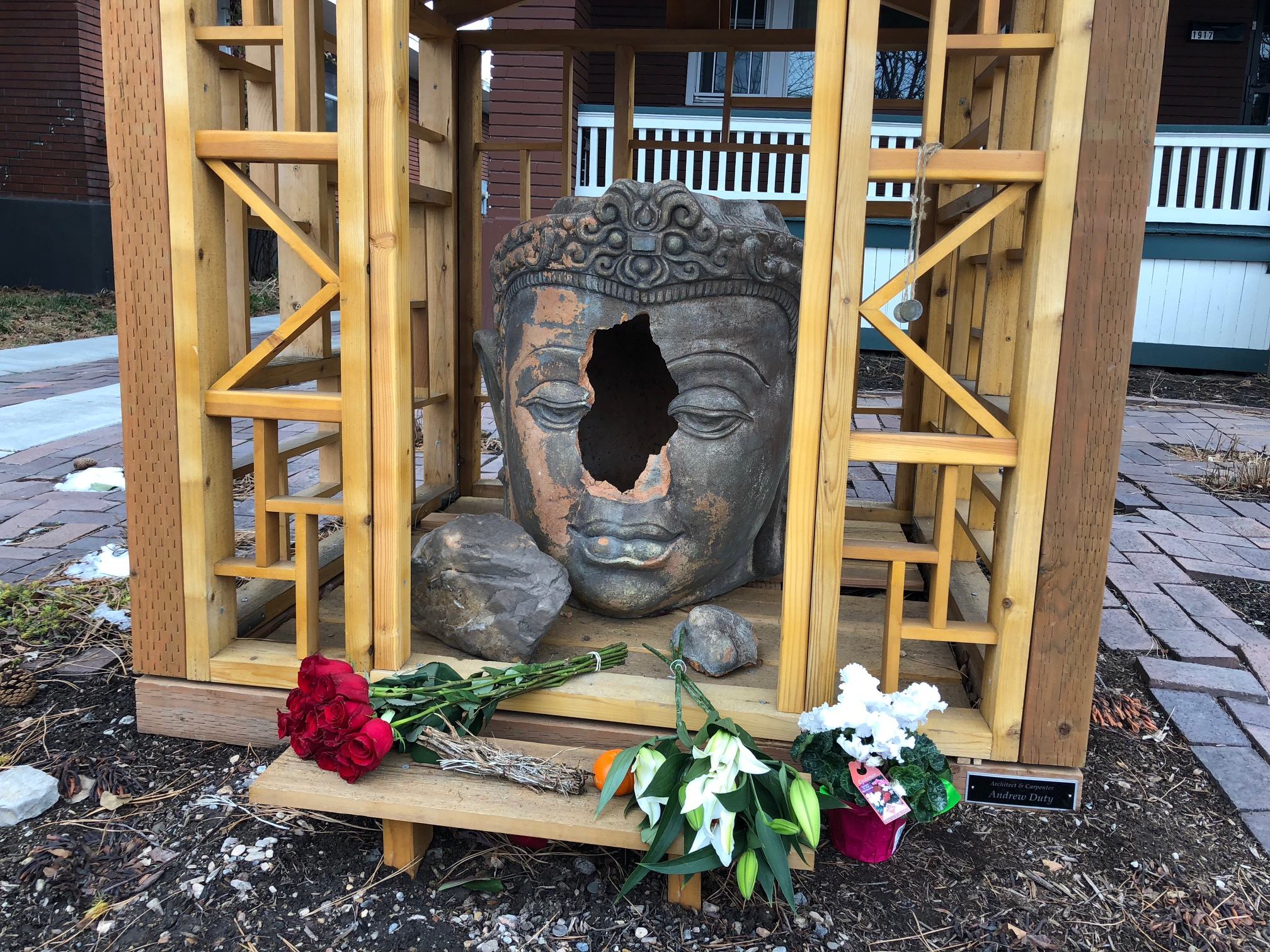 Vandals break nose of Buddha statue in Sugar House