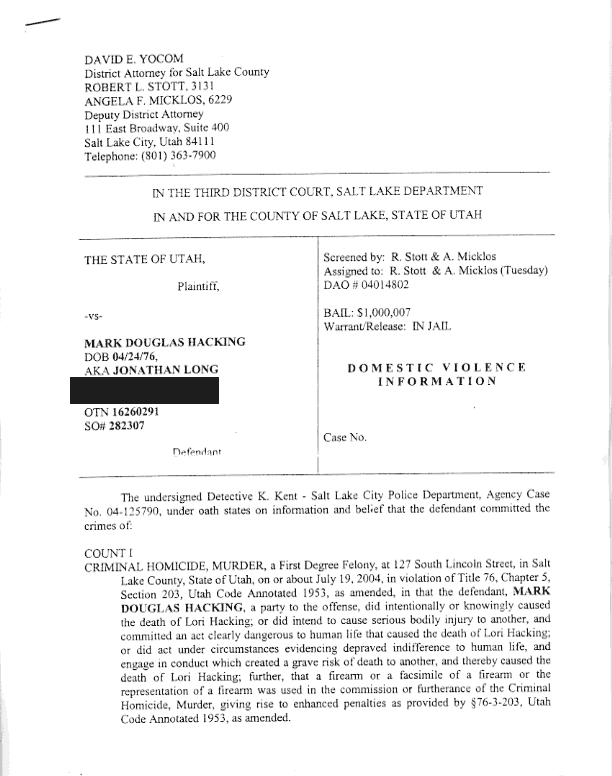 View The Official Statement of Charges and Probable Cause