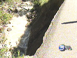 Stream Erodes Road to Farmington Canyon