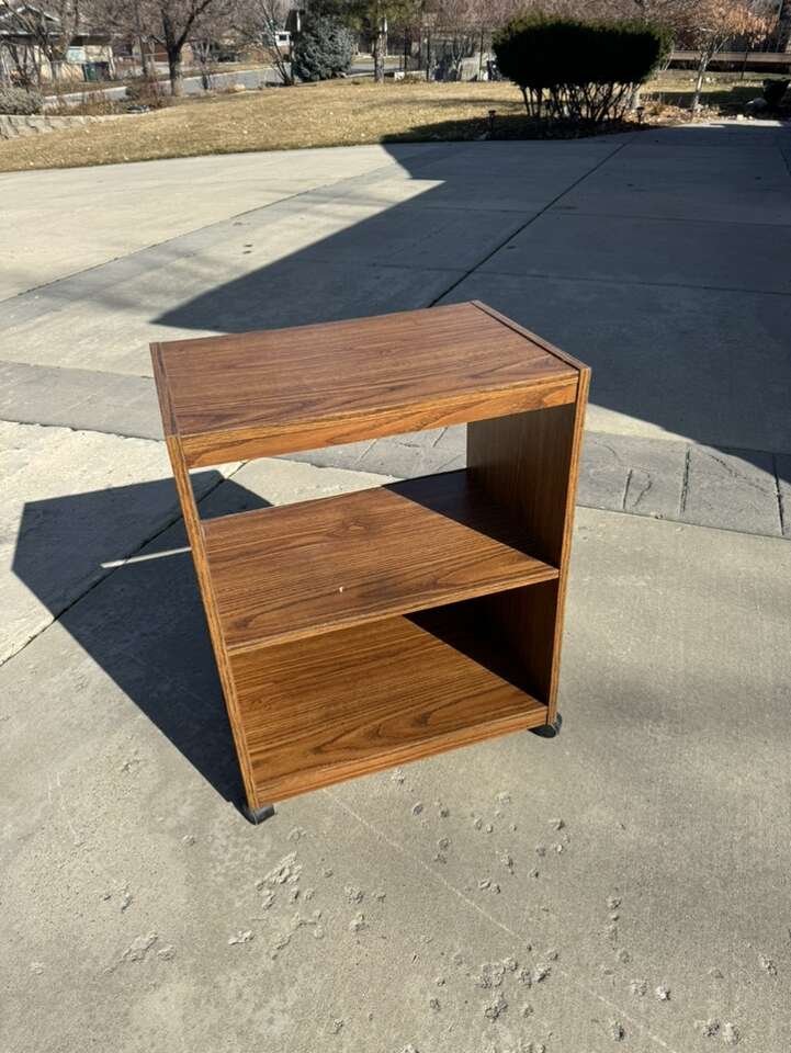 Vintage! Brown Rolling Bedside Table Cabinet