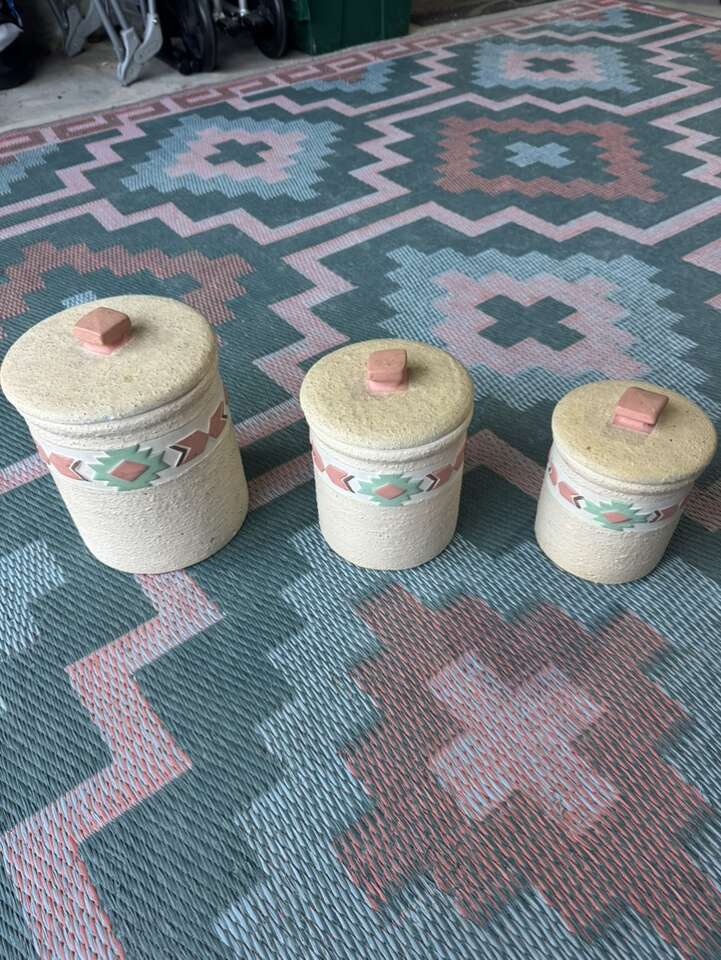 Vintage! Terracotta Native Textured Canisters