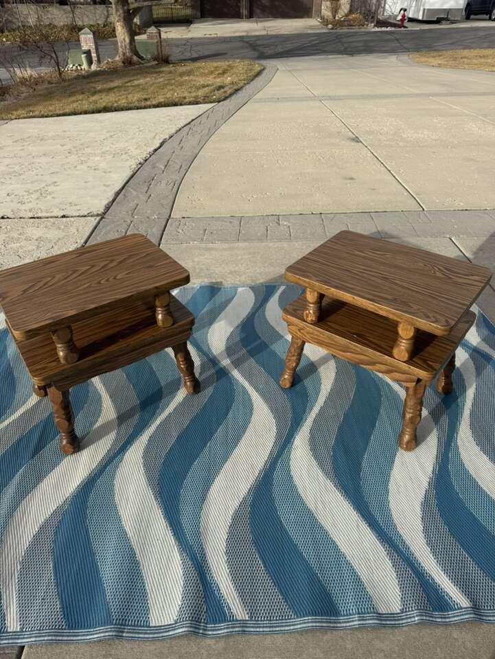 2x Solid Wood End Tables