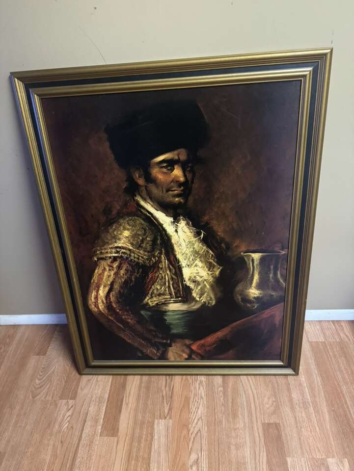 Old Painting El Matador Signed Puyet