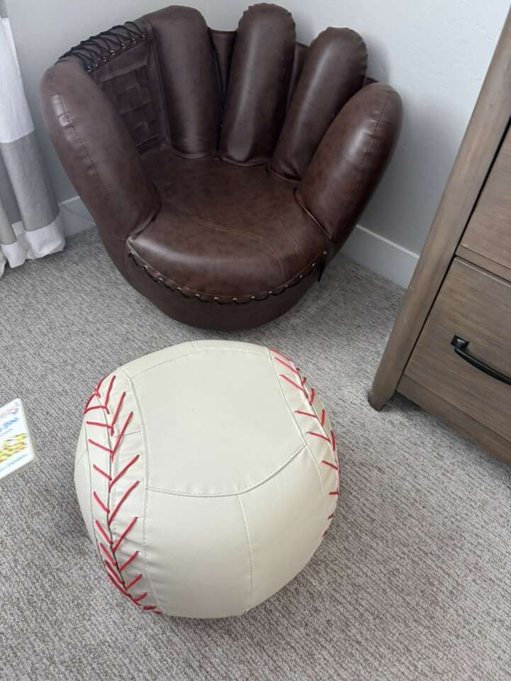 Baseball chair outlet with ottoman