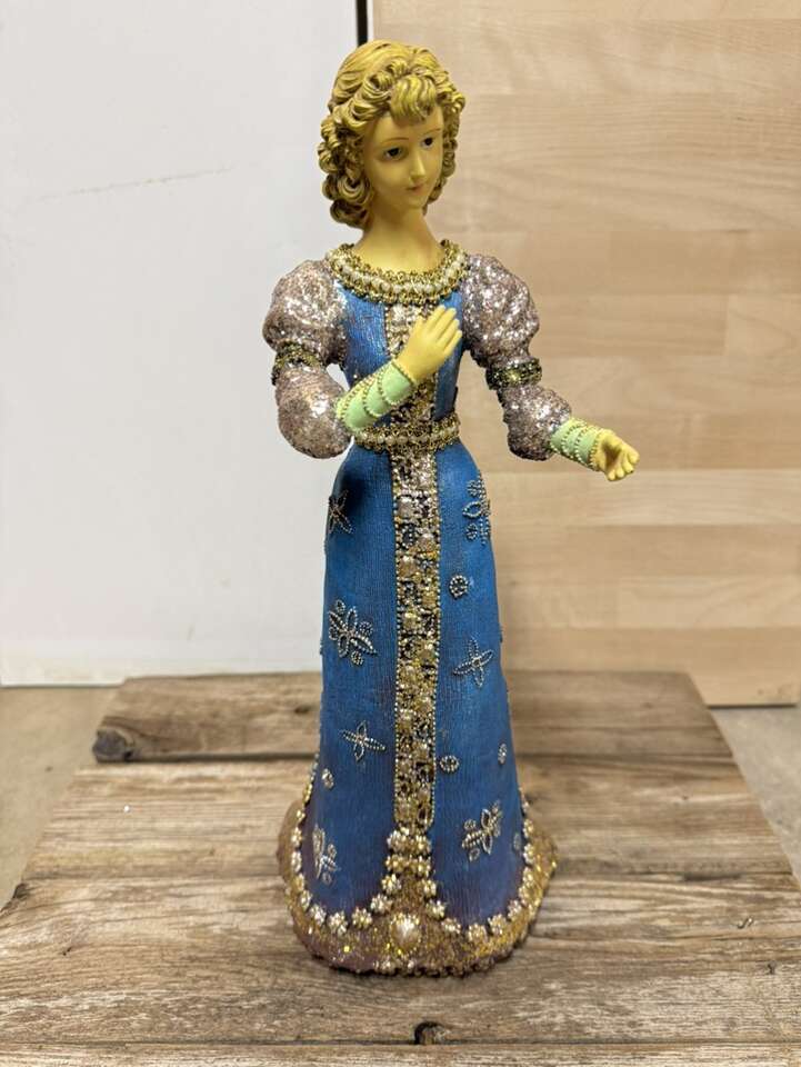 Vintage Blue Dress Woman Figurine Doll