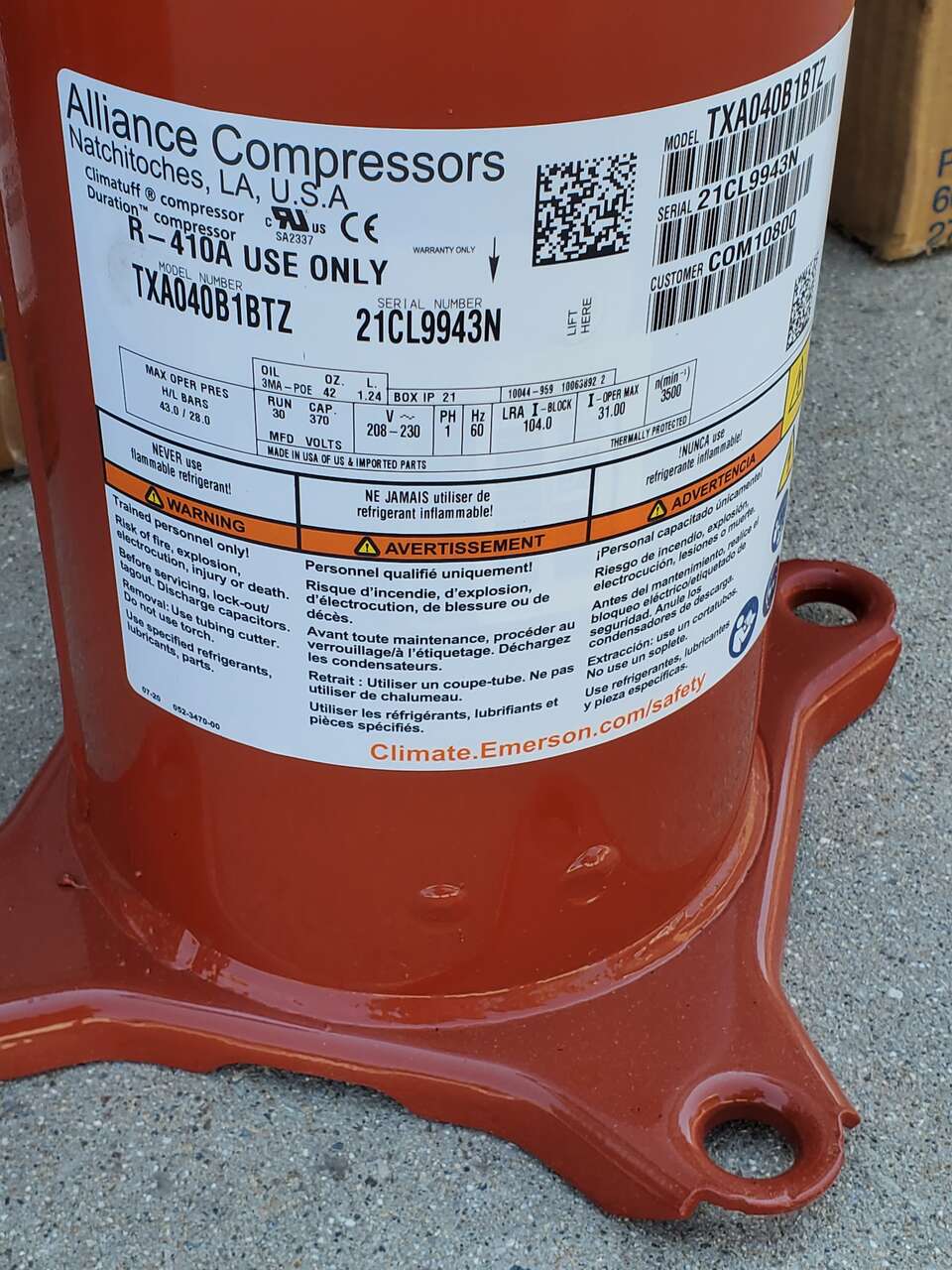 Brand New Trane Compressors Open Box (COM11196 and COM10800)