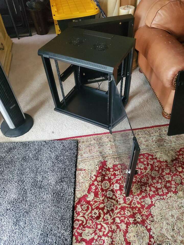 Omnimount Design 12U Signature Double Section Wall Mount Cabinet Enclosure/ Hinged Swing Out/ 24-inch Depth/ Glass Door