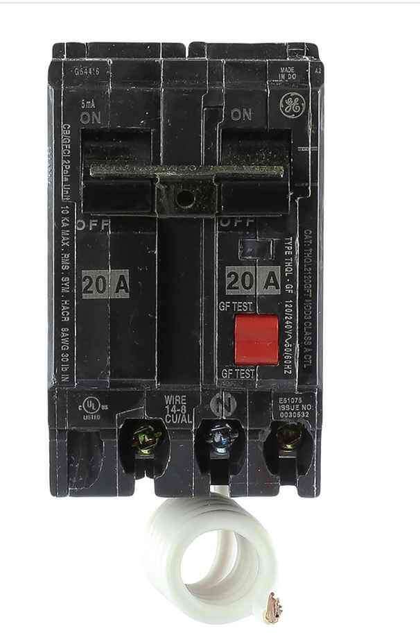 240 V 20 amps Ground Fault 2-Pole Circuit Breaker w/Self Test