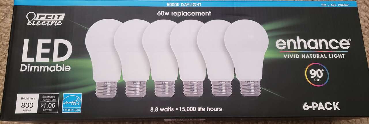 Feit Electric LED Dimmable Vivid Natural Light Bulbs (6-Pack