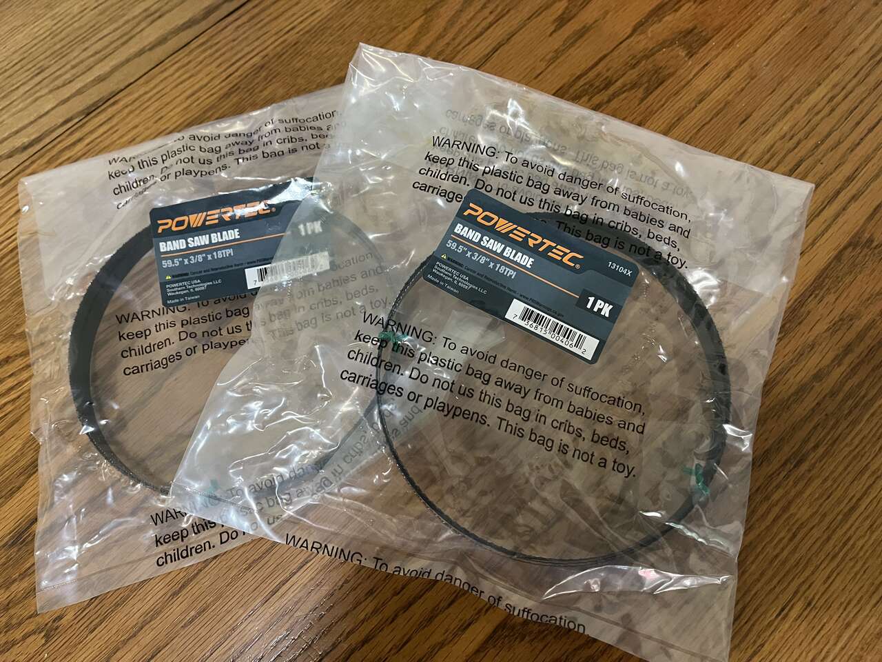 Powertec 59-1/2" Band saw Blades, 3/8" x 18 TPI, Two-2 packs (13104-P2). 4 blades total