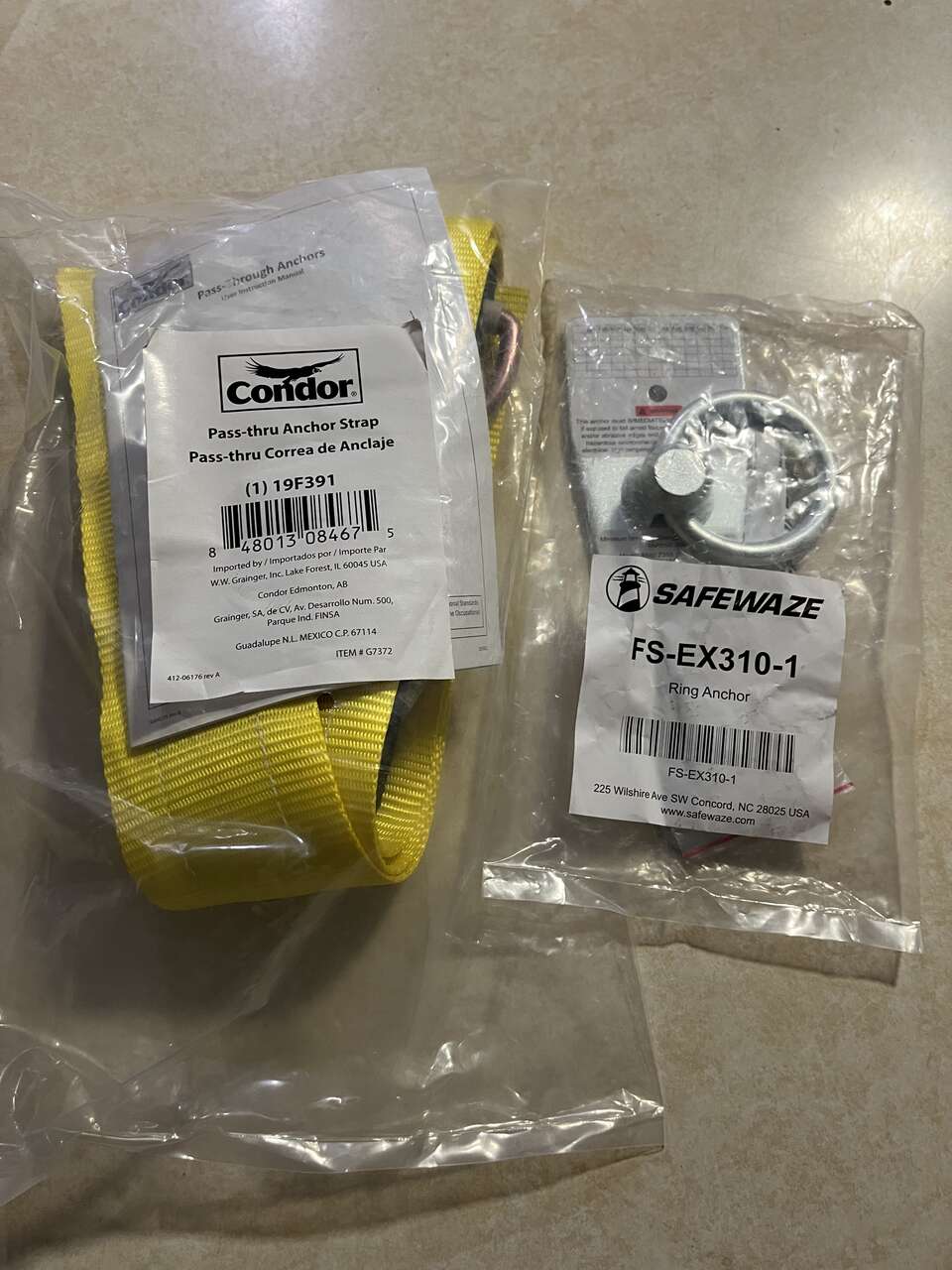 Anchor Strap-Condor pass-thru (#19F391) - Safewaze Ring Anchor (#FS-EX310-1)